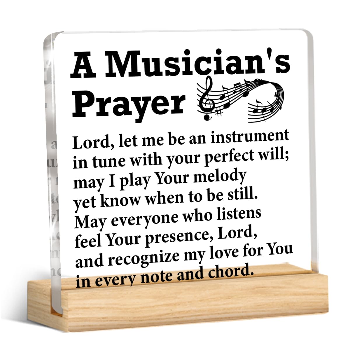 Musician Gifts for Men Women, Gifts for Music Lover Teacher Musicians Prayer Acrylic Desk Plaque Sign Home Music Room Studio Desk Decor