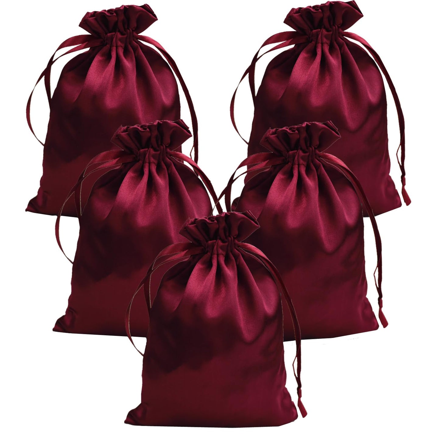 35 PCS 5" x 7" Drawstring Gift Bags - Drawstring Favor Bags - Satin Pouch Wedding Favor Drawstring Bags - Jewelry Pouches - Fabric Gift Candy Bags for Valentine's Day, Birthday (Burgundy)