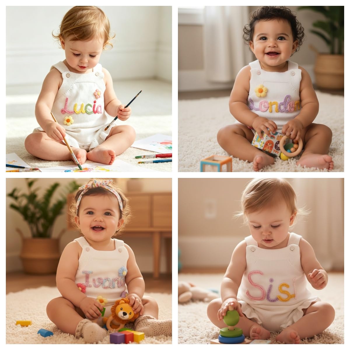 Personalized Baby Romper,Infant Rompers Girl,Custom Knitted Toddler Girl Onesie,White Newborn Bodysuit,Personalized Baby Gifts,Newborn Gift for Birthday