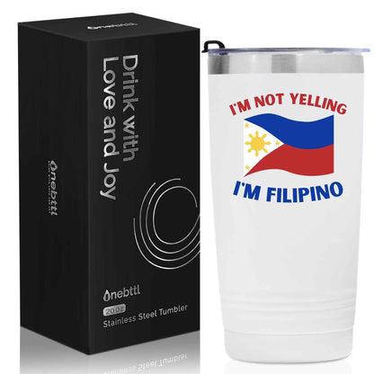 Onebttl Filipino Gifts with Philippines Flag, Filipino Philippines Souvenirs, 20oz Stainless Steel Insulated Travel Mug, Perfect for Filipino Men & Women on Birthday & Christmas - I'm Not Yelling