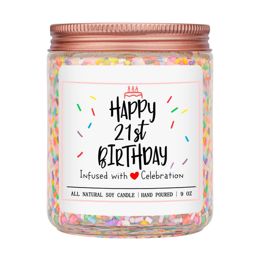 Homsolver 21st Birthday Gift for Her, Perfect Ideas Happy Birthday Presents for Women, Friends, Sister, Daughter, Vanilla Cream Scent Handmade Aromatherapy Candle Decorations