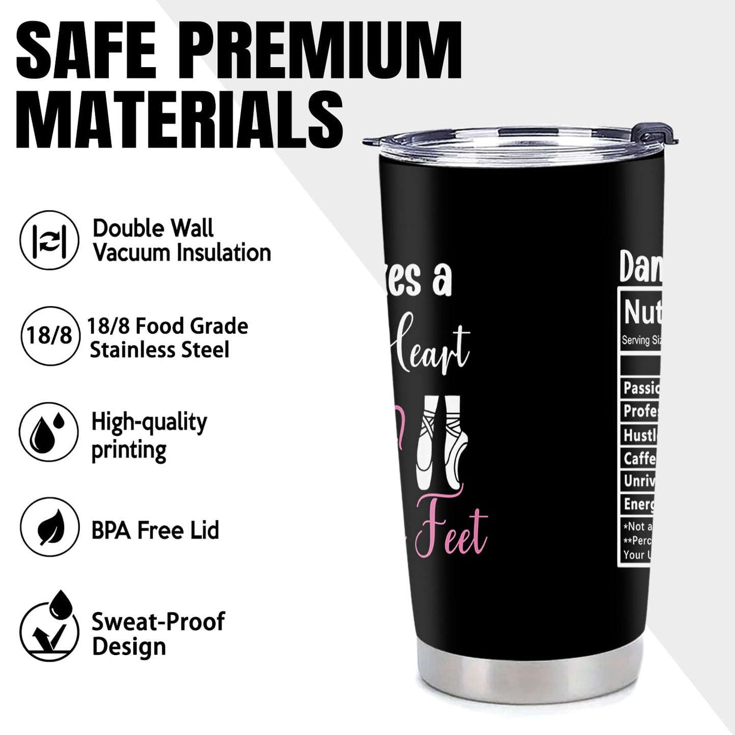 Dance Teacher Gifts, Teacher Appreciation Week Gifts, 20 oz Stainless Steel Vacuum Insulated Tumbler