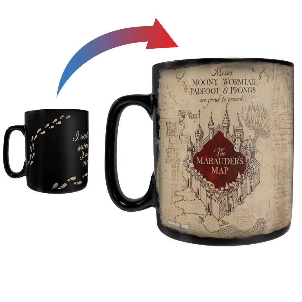 Morphing Mugs Harry Potter - Marauder's Map - I Solemnly Swear – 16 oz Large Ceramic Heat Sensitive Clue Mug – Full image revealed when HOT liquid is added MMUGC924