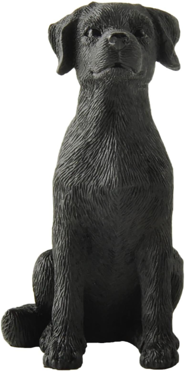 JFSM INC. 3.25" Black Labrador Dog Sitting Up Figurine - Black Lab Gift, Resin Pet Statue, Holiday Stocking Stuffer - Home or Office Desktop Decoration