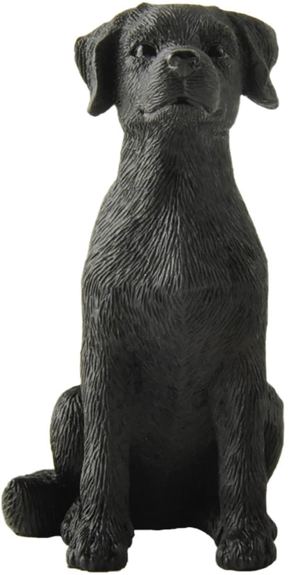 JFSM INC. 3.25" Black Labrador Dog Sitting Up Figurine - Black Lab Gift, Resin Pet Statue, Holiday Stocking Stuffer - Home or Office Desktop Decoration