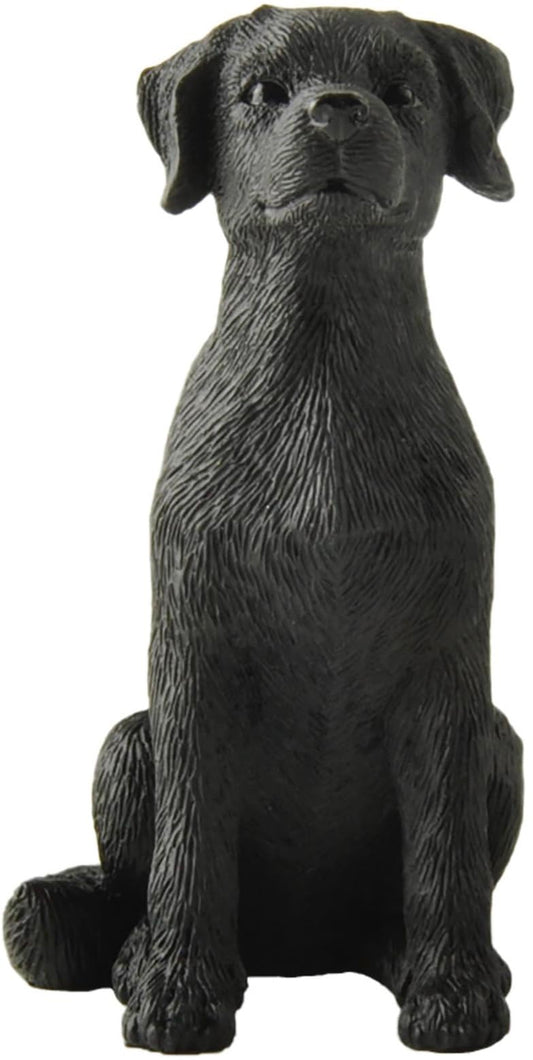JFSM INC. 3.25" Black Labrador Dog Sitting Up Figurine - Black Lab Gift, Resin Pet Statue, Holiday Stocking Stuffer - Home or Office Desktop Decoration