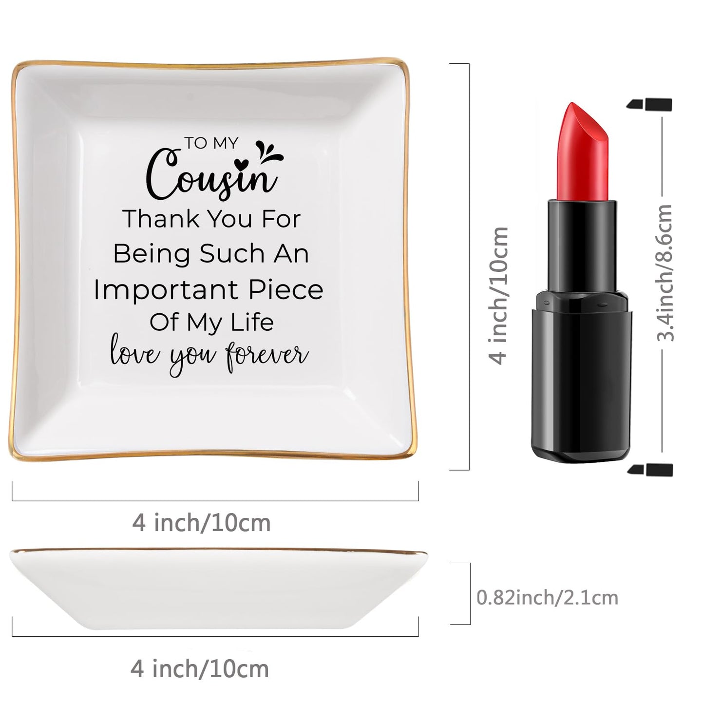 Cousin Gifts for Women, To My Cousin Trinket Tray Jewelry Dish, Cousins Birthday Gifts for Cousin Christmas Mothers Day Valentines Gift - Thank You for Being Such An Important Piece of My Life