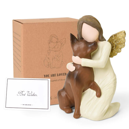 German Shepherd Gifts for Dog Lovers Women, Dog Memorial Gifts for Loss of Dog, Resin Dogs Angel Figurine of Friendship for Pet Loss Sympathy Bereavement Remembrance Gift