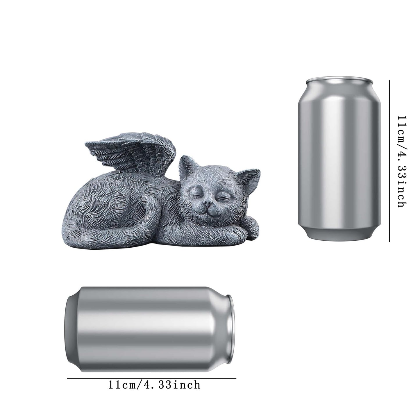Sleeping Cat Memorial Statue – Resin Angel Wing Kitten Garden Grave Marker, Weatherproof Outdoor Pet Loss Sympathy Gift for Cat Lovers (4.7")