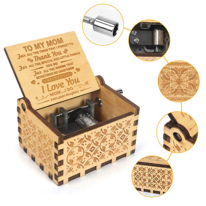 BOOB You Are My Sunshine Hand Crank Music Box small Wood Musical Gift for Mom from Daughter, Mother’s Day Birthday Christmas Keepsake Present for women mama wife gift