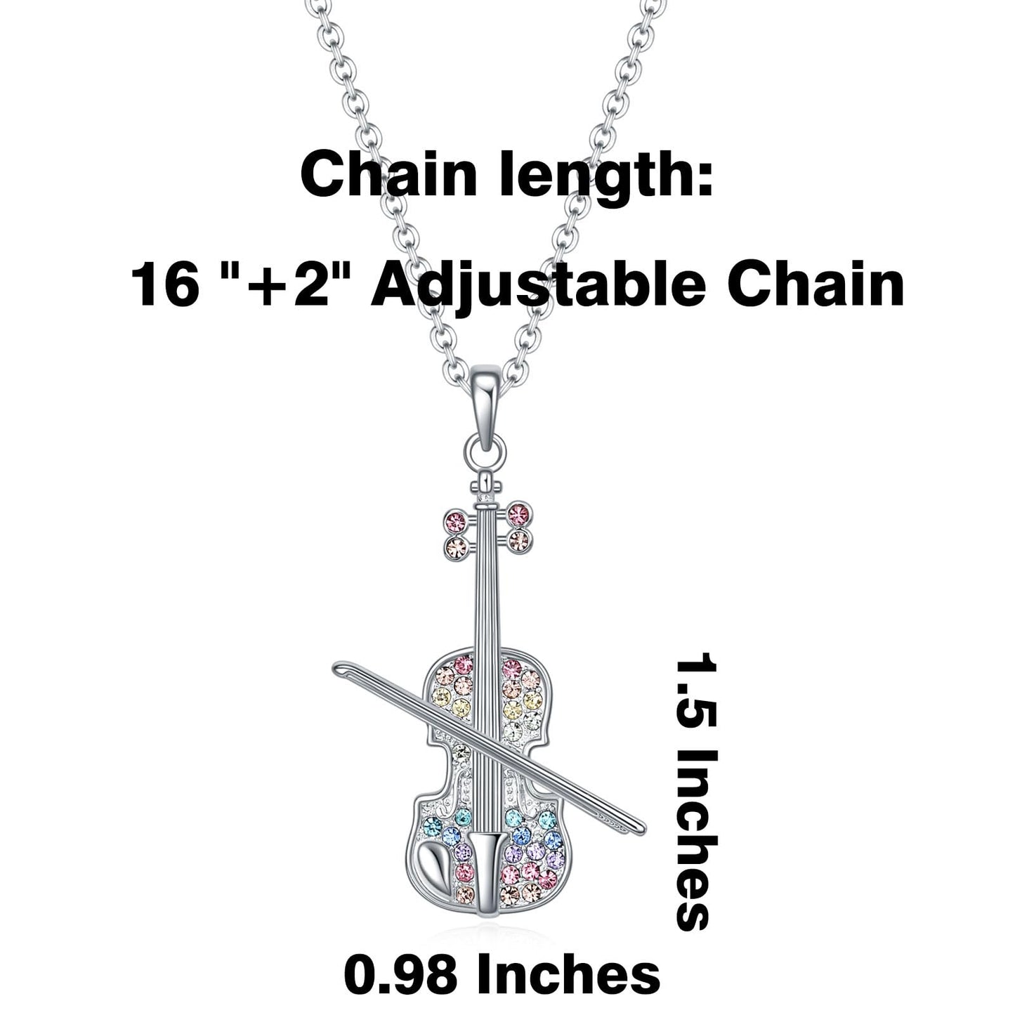 VEEHOO Violin/Guitar/Piano/Trumpet/Saxophone/Harp/Drum/Cello Necklace for Girls Women,Music Lover Jewelry Gifts for Women Girls