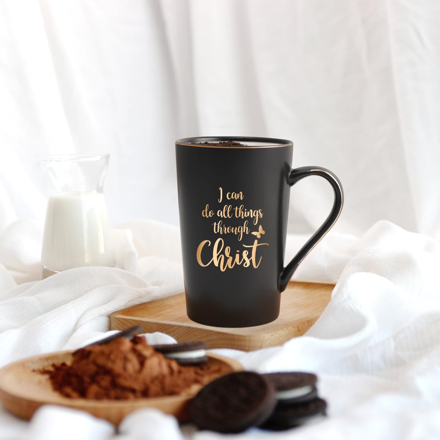 YHRJWN Christian Gifts for Women Men, I Can Do All Things Through Christ Mug, Religious Gifts, Priest Mug, Inspirational Coffee Mugs, Faith Cup, Christmas Gifts for Christian Friends, 14Oz