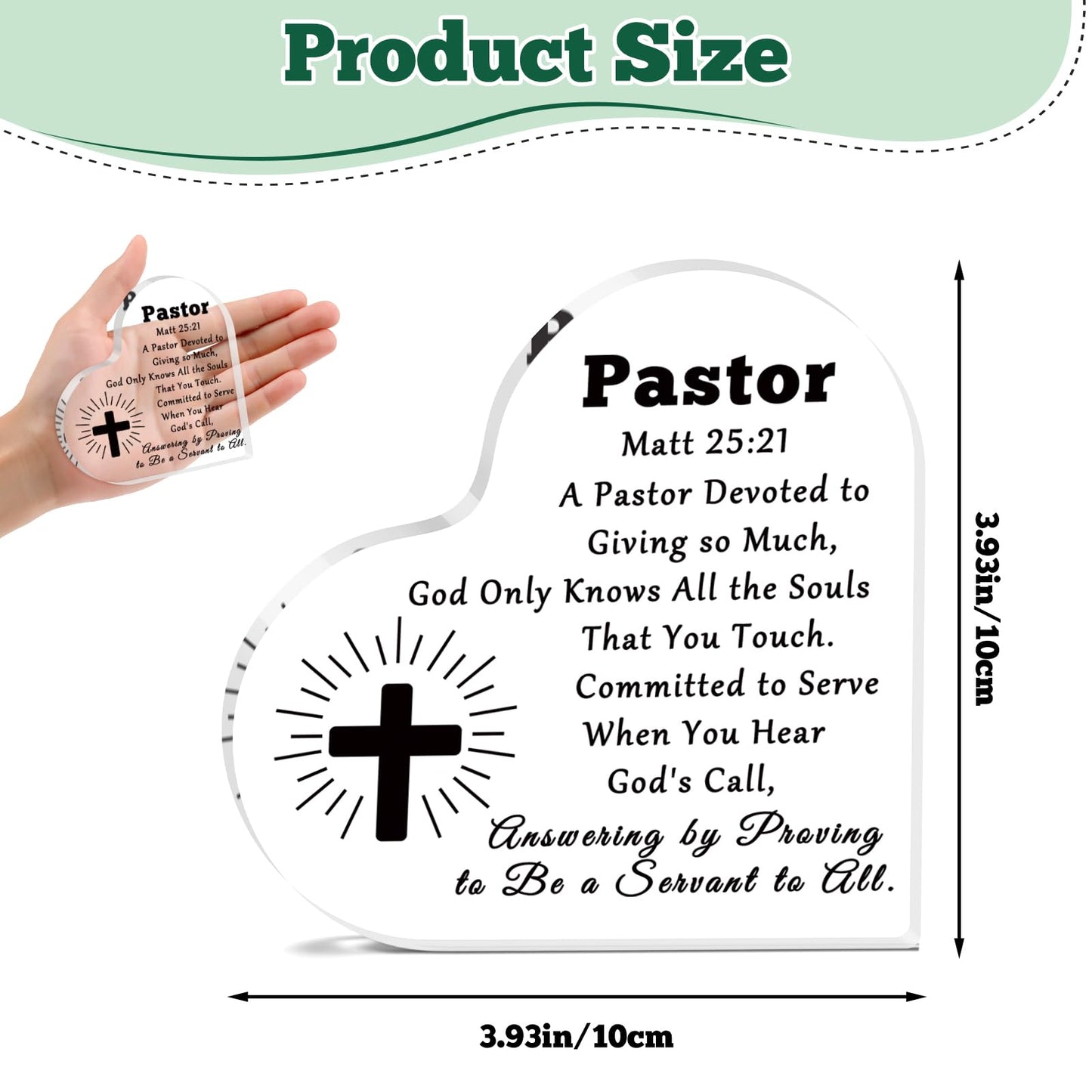 Pastor Appreciation Gifts Acrylic Plaque Thank You Gifts for Pastor Preacher Priest Religious Christian Gifts Christmas Birthday Retirement Gifts for Pastor Catholicism Coworker Friends Desk Sign
