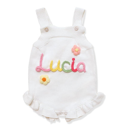 Personalized Baby Romper,Infant Rompers Girl,Custom Knitted Toddler Girl Onesie,White Newborn Bodysuit,Personalized Baby Gifts,Newborn Gift for Birthday