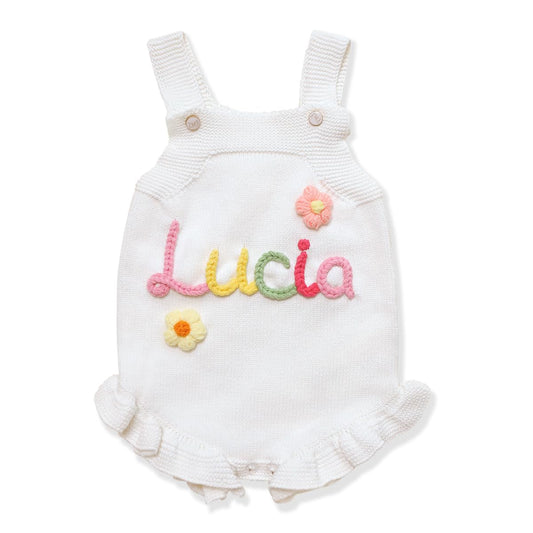 Personalized Baby Romper,Infant Rompers Girl,Custom Knitted Toddler Girl Onesie,White Newborn Bodysuit,Personalized Baby Gifts,Newborn Gift for Birthday