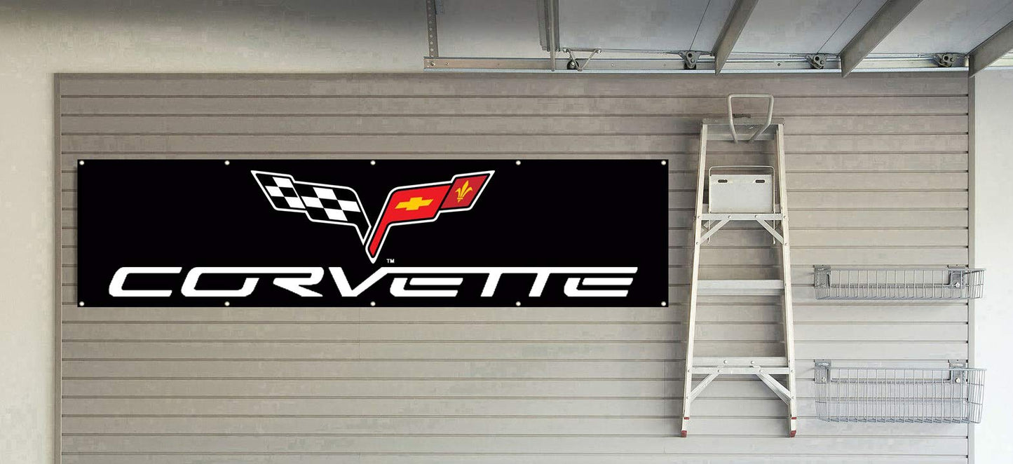 Corvette Flag Mechanic Chevy Banner 2x8ft