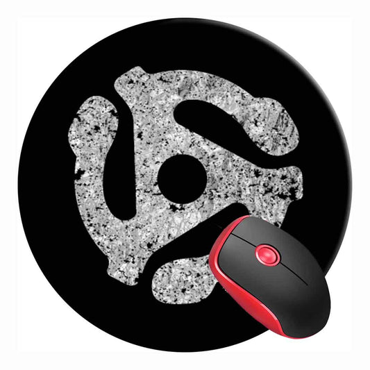 Mouse Pad Dj 45 RPM Adapter Silver Turntable, Round Mousepad, Non-Slip Rubber Base Mouse Mat for Laptop and Computer