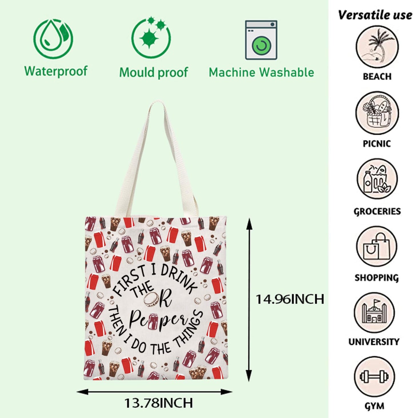 FOTAP Fizzy Drink Gift Pepper Soda Inspire Tote Bag Soda Lovers Gifts Soda Social Club Shoulder Bag Soda Addict Gift