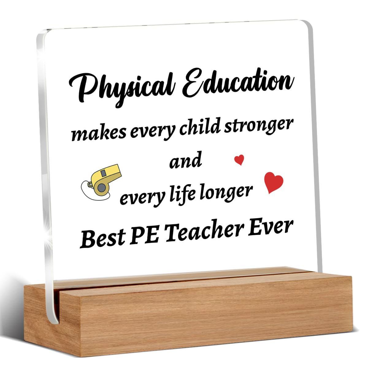 Pe Teacher Appreciation Gifts for Women Men, Gym Teacher Gifts, Thank You Gift for Teachers Home Office Desk Decor Signs Plaques 4 x 4 Inches