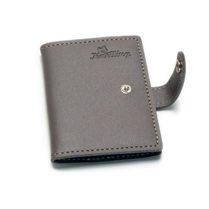 Karlling credit card holder wallet for women/man soft leather business card holder card case organizer bag with 20 card sleeves inside(Gray)