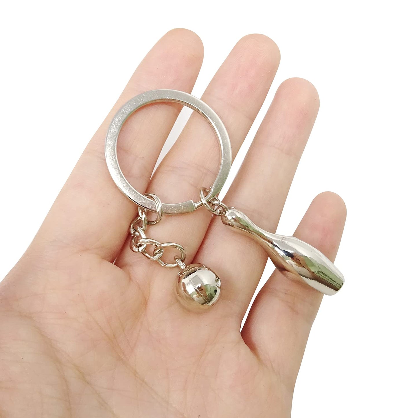 Honbay 1PCS Metal Cute Mini Bowling Ball Key Ring Chain with A Gift Box