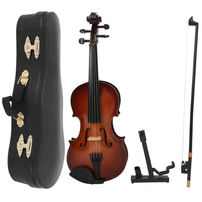 Hand Made Wooden Mini Violin, 7.9in Mini Musical Instrument Model Ornaments With Gift Box - Small Violin Toy for Home Decoration