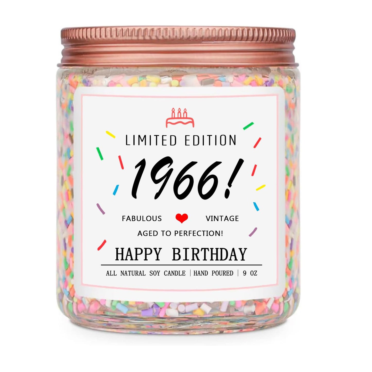 Homsolver 60th Birthday Gifts for Women Ideas, Decorations Gifts for 60 Year Old Woman, 60th Birthday Candle - Limited Edition 1966 Handmade (Vanilla Birthday Cake Scent with Sprinkles)