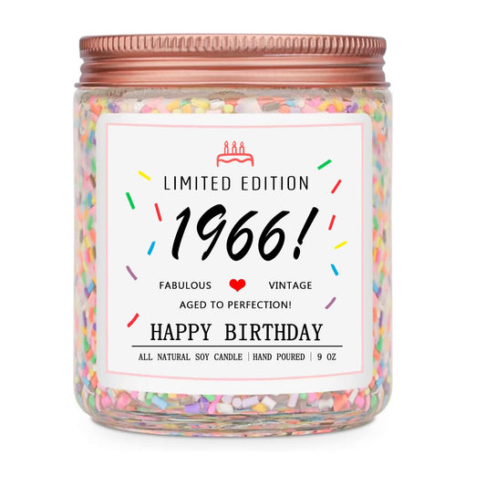 Homsolver 60th Birthday Gifts for Women Ideas, Decorations Gifts for 60 Year Old Woman, 60th Birthday Candle - Limited Edition 1966 Handmade (Vanilla Birthday Cake Scent with Sprinkles)
