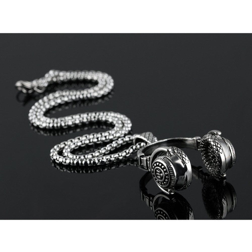 fashion Stainless Steel Headphone Pendant Necklace for Men