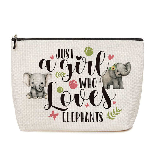 Elephant Decor Elephant Gifts for Women Just A Girl Who Loves Elephants Makeup Bag Elephants Lover Gift for Women Girls Animal Lover Birthday Christmas Gifts for Girls