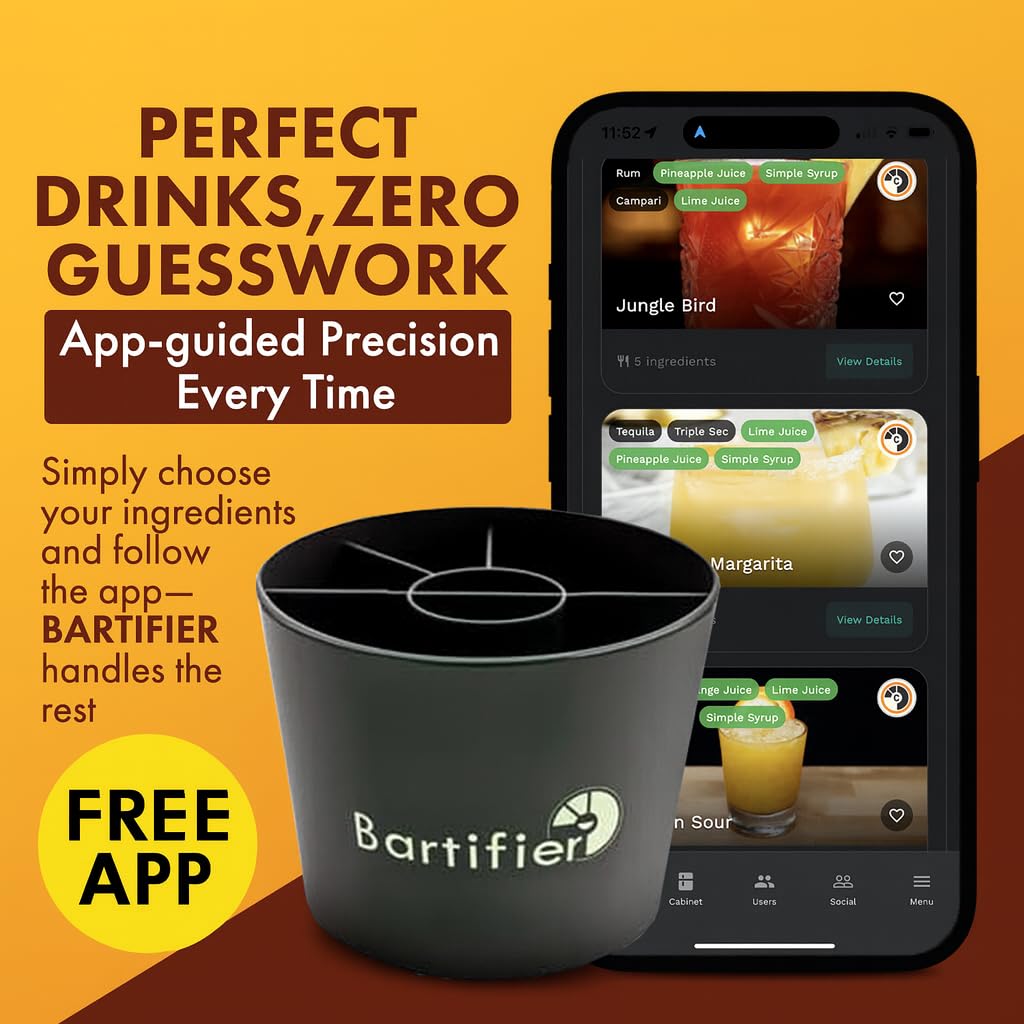Cocktail Maker – Make 3000+ Cocktails with The App-Guided Drink Mixer – Easy Cocktail Measuring System – Unique Bartender Gift