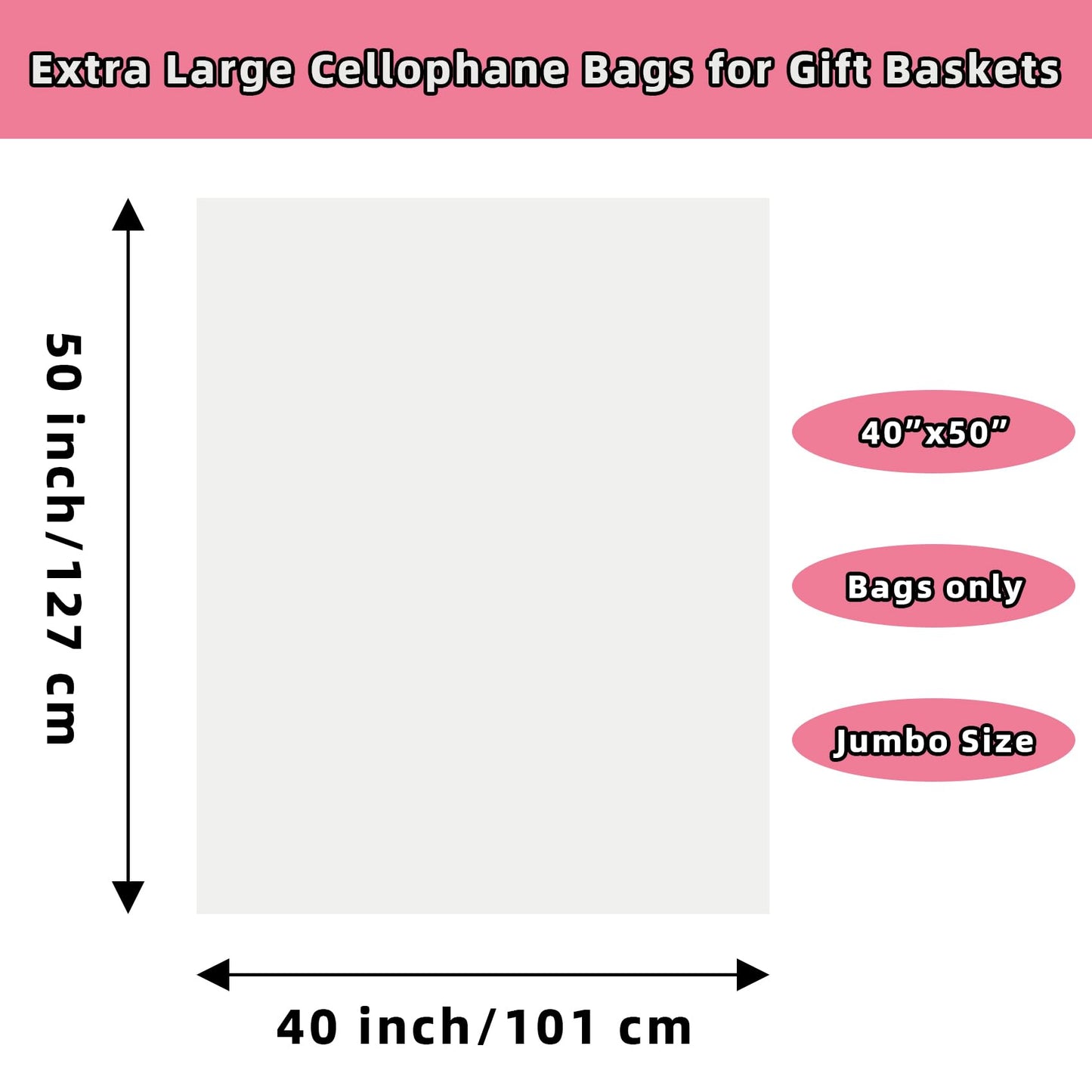 Yotelab Extra Large Cellophane Bags, 40x50 Inch Clear Cellophane Wrap for Gift Baskets, 10Pcs Jumbo Huge Clear Basket Bags