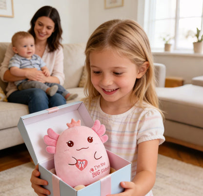 Big Sister Gift Axolotl Plush, 8 inch I’m The Big Sister Stuffed Animal for Girls, Kawaii Axolotl Soft Plushies Toy New Baby Announcement Sibling Gifts for Girls Sister