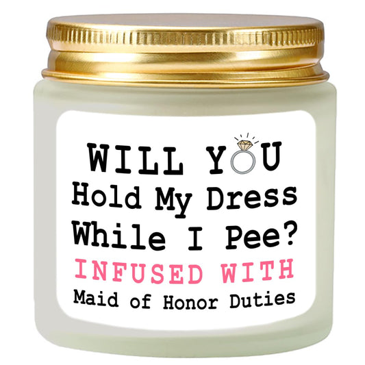 Scented Candle Maid of Honor Proposal Gifts - Lavender Soy Wax Candle - Bridesmaid Proposal Gifts - Will You be My Maid of Honor Gift for Friends Girls Women 4oz