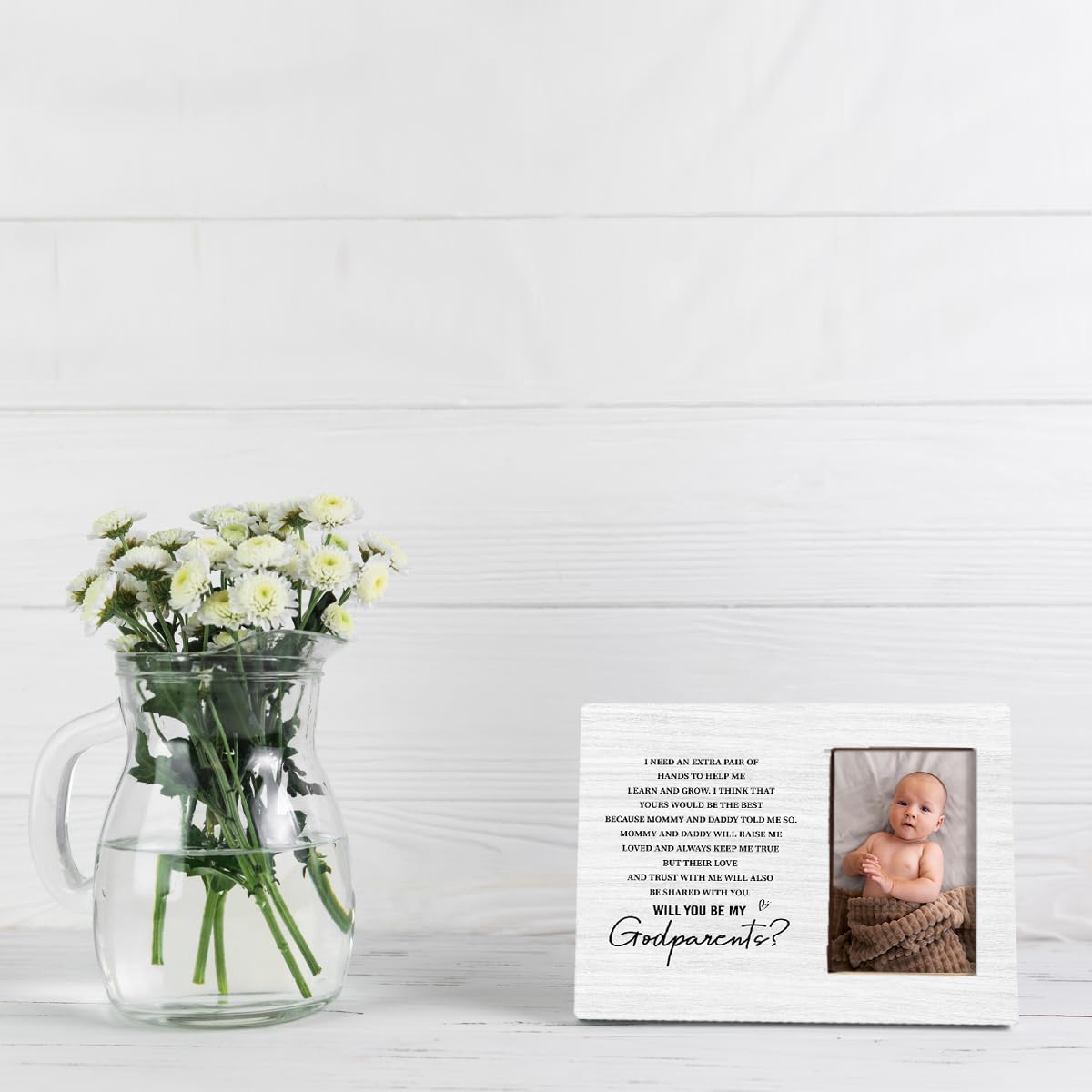 Godparents Proposal Gift, Picture Frame Gifts for New Godparents Announcement, Godparents to Be Gift, Will You Be My Godparents Wood Picture Frame for Tabletop Display, Holds 4x6 Inches Photo