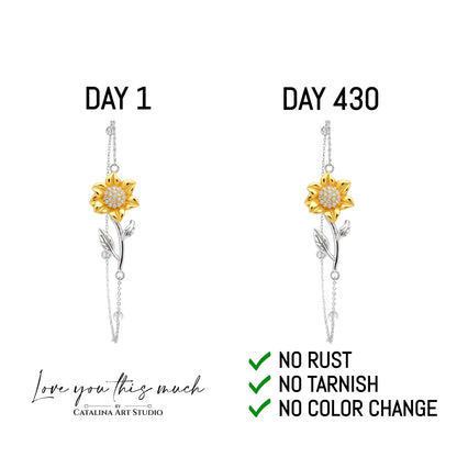 Love You This Much Daughter In Law 18k Gold Plated Sunflower Necklace | Future Daughter in Law Birthday Gifts from Mother in Law | 16-18" Adjustable | Luxury Gift Box