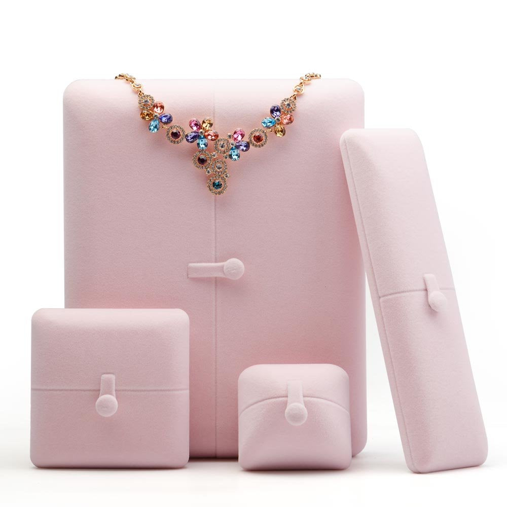Oirlv Pink Velvet Jewelry Packaging Box Pendant Earrings Display Storage Case Pendant Gift Box