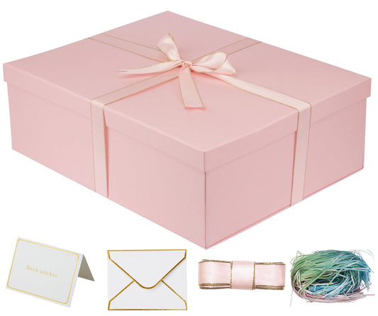 YINUOYOUJIA Large Gift Box 16.5x13x5.5 inches,Pink Gift Box for Presents,Birthday,Valentine's Day,Mother's Day,Christmas,Anniversary.