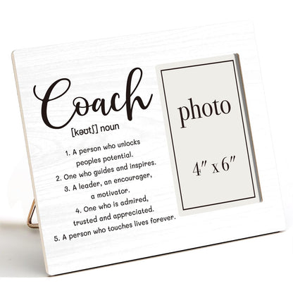Coach Definition Picture Frame, Coach Gifts for Men Women, Cheer Softball Soccer Coaches Gifts Wood Photo Frame, 4 x 6 Inch Photo