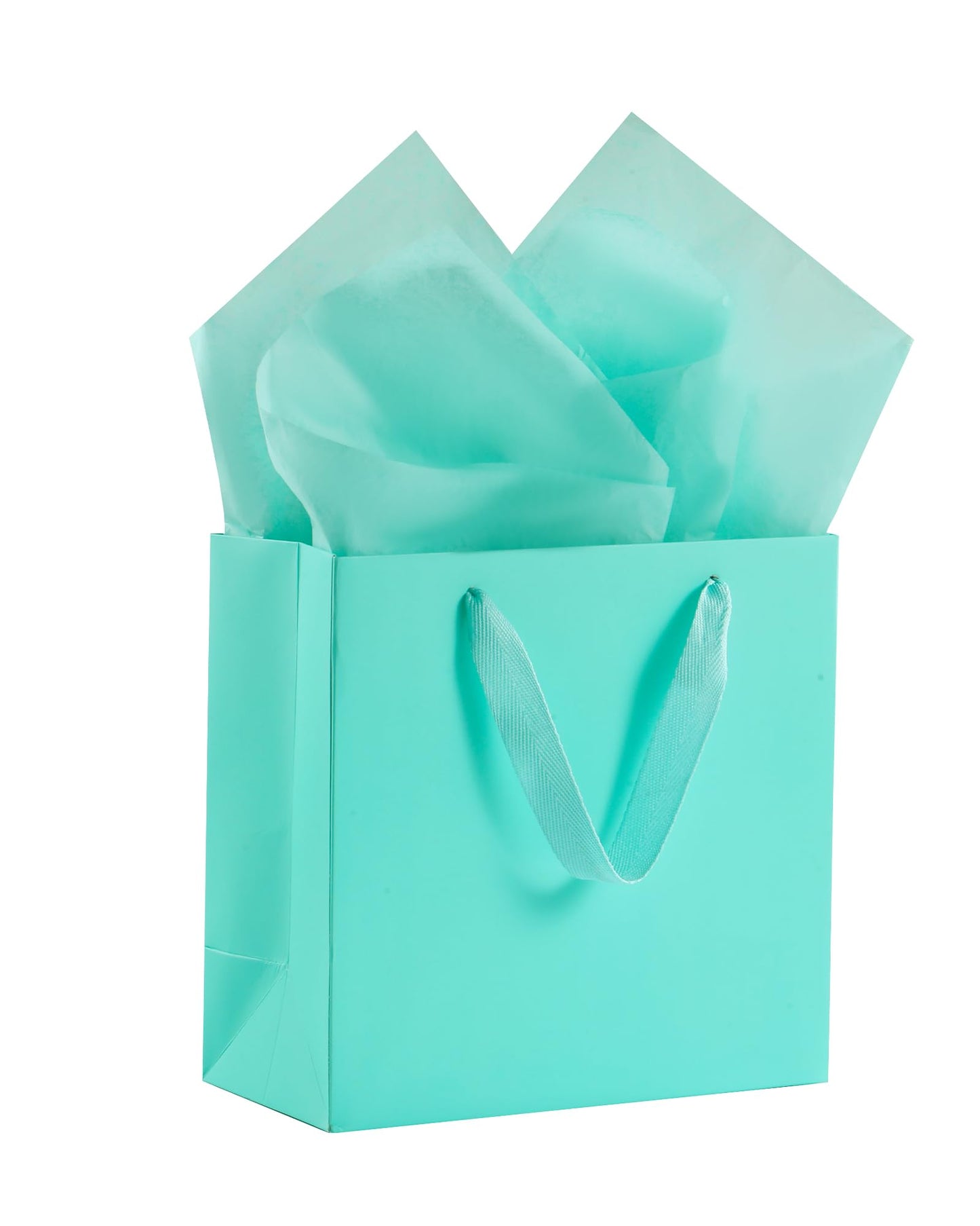 KEYYOOMY Mini Teal Blue Gift Bags with Handles Wide Bottom Gift Bags with Tissue Paper Party Favor Bag Goodie Bag for Wedding Birthday Christmas Shopping Business (10 CT, 4x4x2 Inch, Teal Blue)