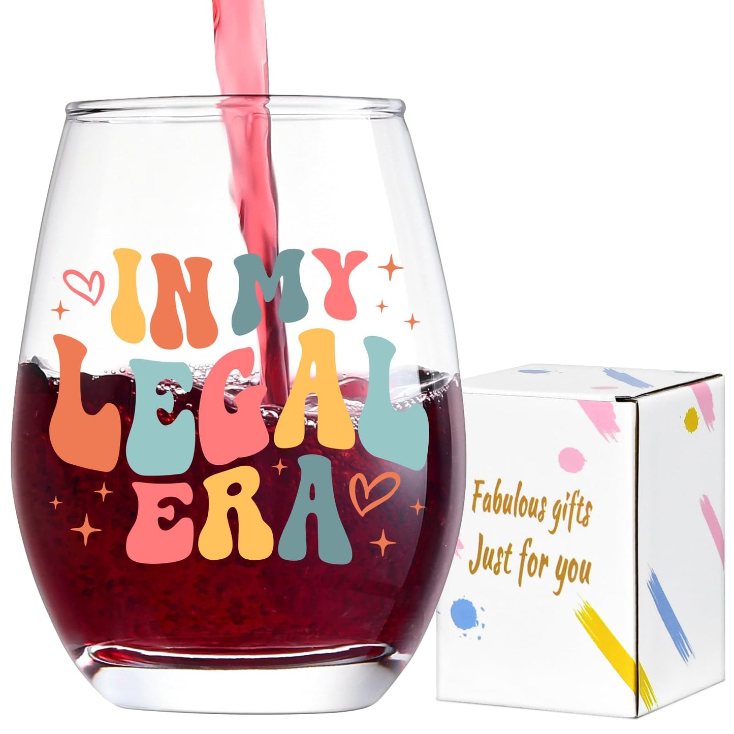 Lamyba 21st Birthday Gift for Her - In My Legal Era Wine Glass, 21 Year Old Birthday Decorations For Women, 21st Birthday Gifts Ideas For Female, Friends, Daughter, Sister, 15oz