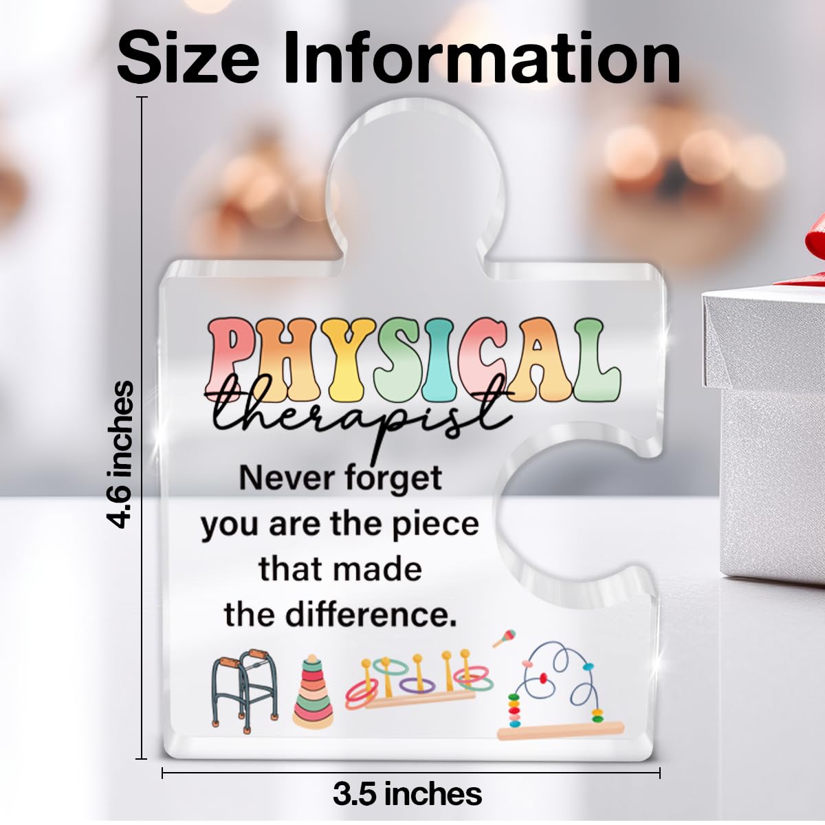Physical Therapist Gifts for Women, Appreciation Thank You Gifts for Physical Therapy Physiotherapist PT Physio Retirement Christmas Birthday Farewell, Acrylic Puzzle Plaque Sign Office Decor