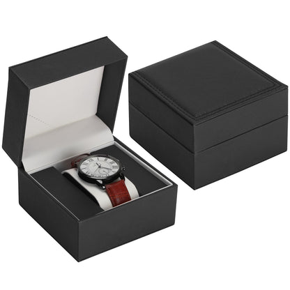 Luxury Single Watch Gift Box for Men Women, Single Watch Bracelet Bangle Jewelry Holder Storage Box Display Case Organizer (Black Style 1)