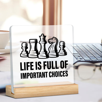 Zauly Acrylic Decorative Signage, 4x4 inches, Chess Lovers Gifts, Modern Design