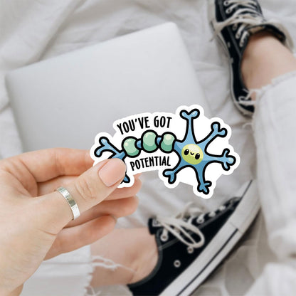 3Pcs You've Got Potential Sticker Cute Neuron Psychology Gift Stickers Neuroscience Brain Funny Meme Science Medical You ve Got Potential Biology Decal for Laptop Bottle Car Hard Hat 3" (Y1)
