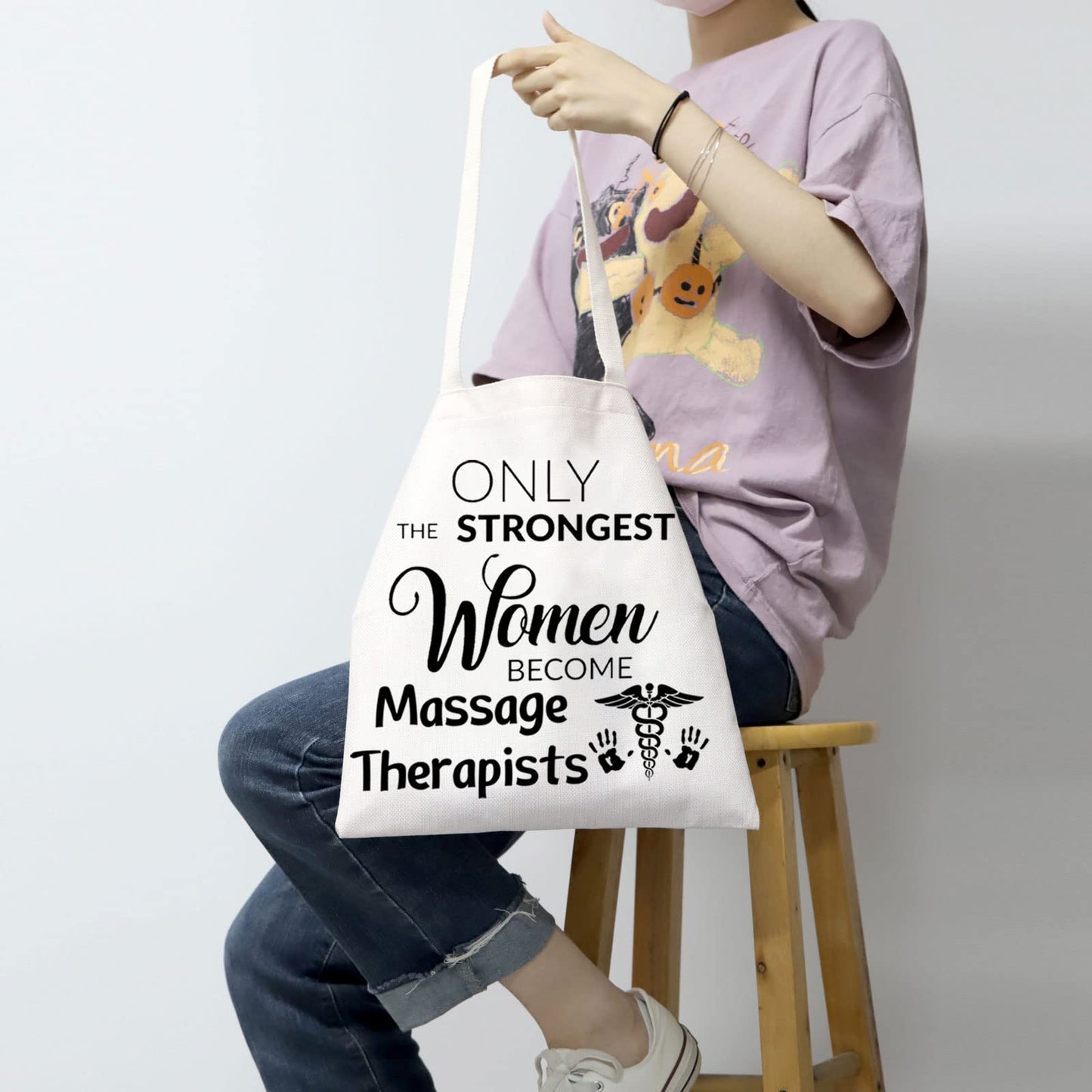MBMSO Massage Therapist Tote Bag Massage Therapy Gifts for Women Massage Therapist Appreciation Gifts Shopping Bag