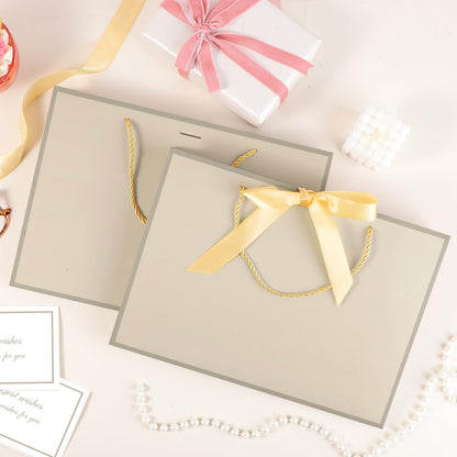 woric 2 Pcs Gift Bags with Handles, 14" Medium Gift Bag with 4 Tissue Paper & 2 Cards Gold Bag for Graduation Wedding Bridal Shower Baby Shower Birthday
