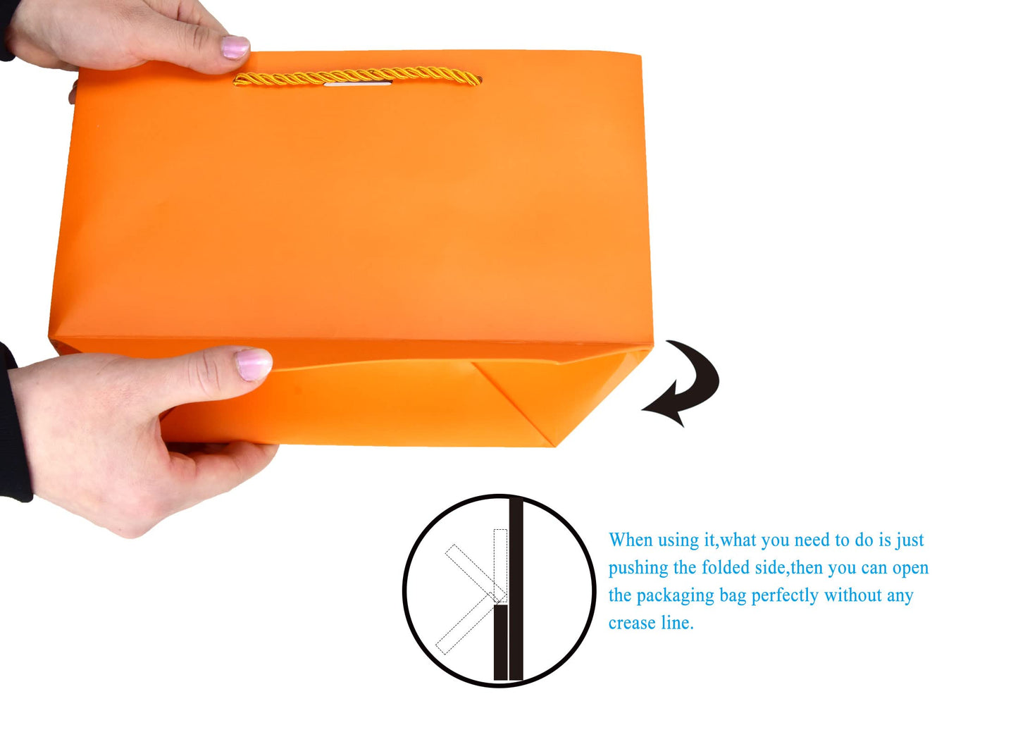 HUAPRINT Gift Bags with Handles,Party Favor Bags with Bow Ribbon,12Pcs Orange Paper Bags for Birthday Wedding Bridesmaid Present Celebration Holiday