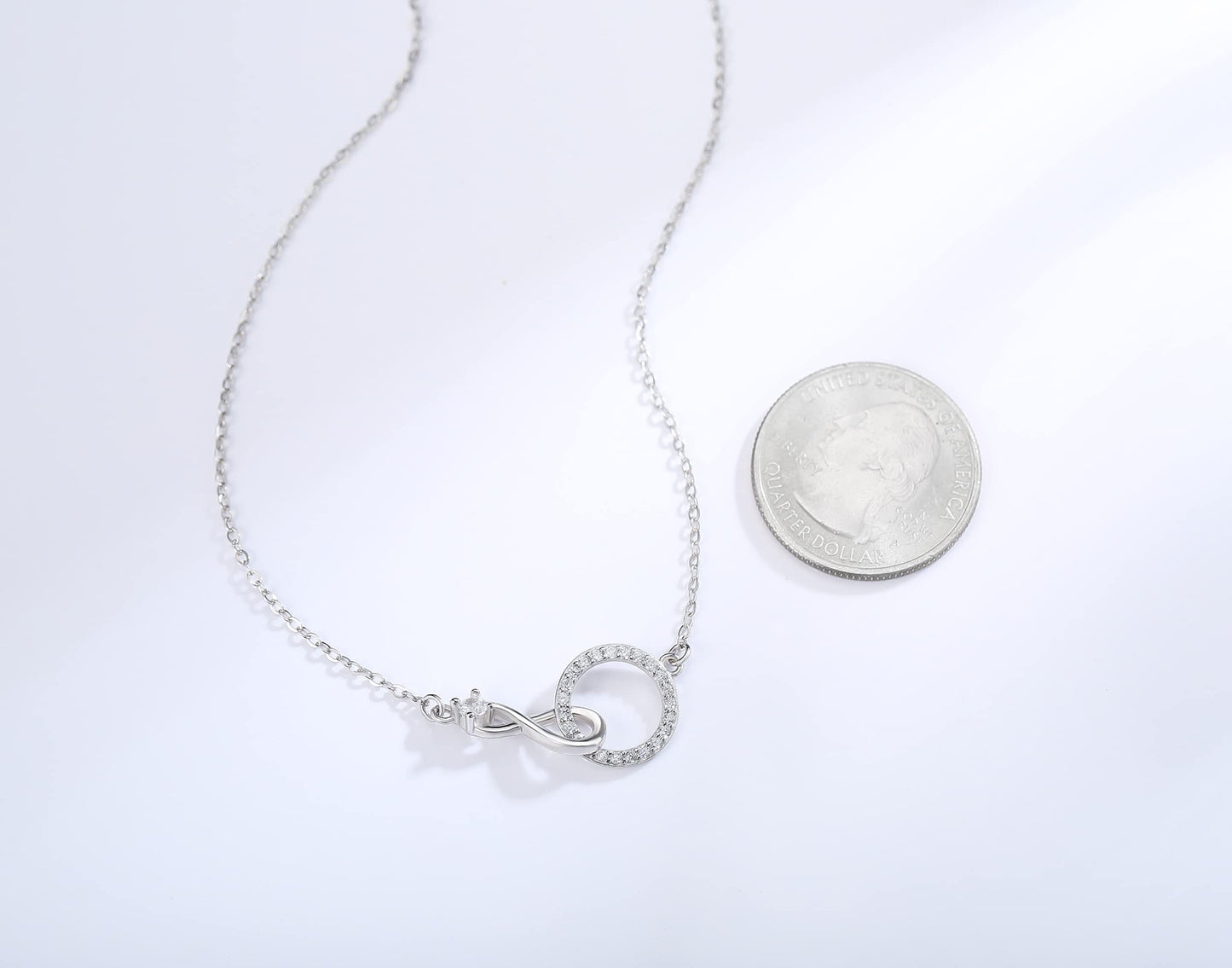 Auntie Niece Necklace, 925 Sterling Silver Infinity CZ Circle Necklace, Mother’s Day Gifts for Aunts, Niece Gifts from Aunt