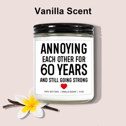 Younift Funny Scented Candle, 60th Wedding Anniversary Decorations, 60th Anniversary, Gifts for Couples, Parents, 60 Year Anniv. Diamond Presents for Women, Men, Grandparents, Friends, Wife, Husband